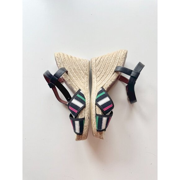 MARC BY MARC JACOBS Striped Grosgrain Leather Espadrille Wedge Sandals, Size 38 - Picture 11 of 15